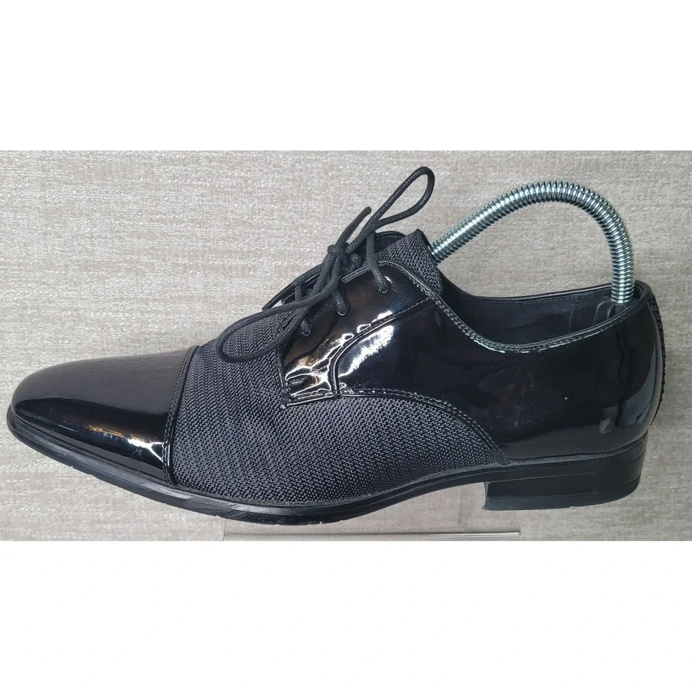 Stacy Adams Mens 21912-001 Black Patent Mesh Cap Toe Derby Dress Shoes 7.5M